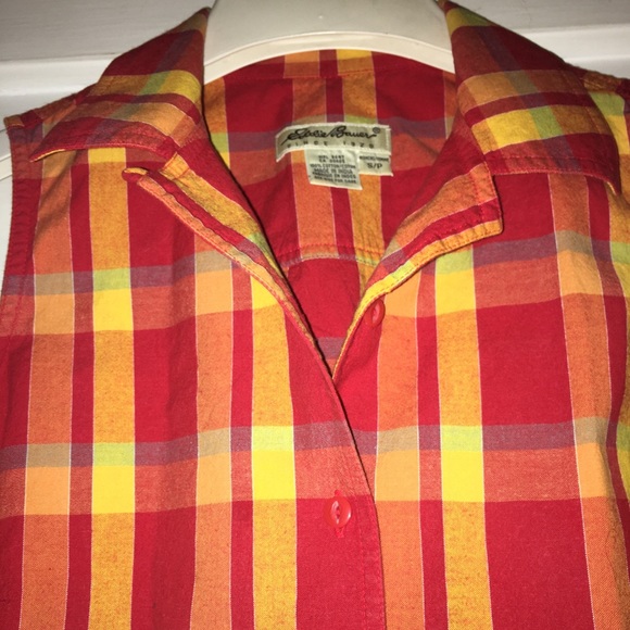 Eddie Bauer Plaid Sleeveless Blouse - Picture 2 of 5